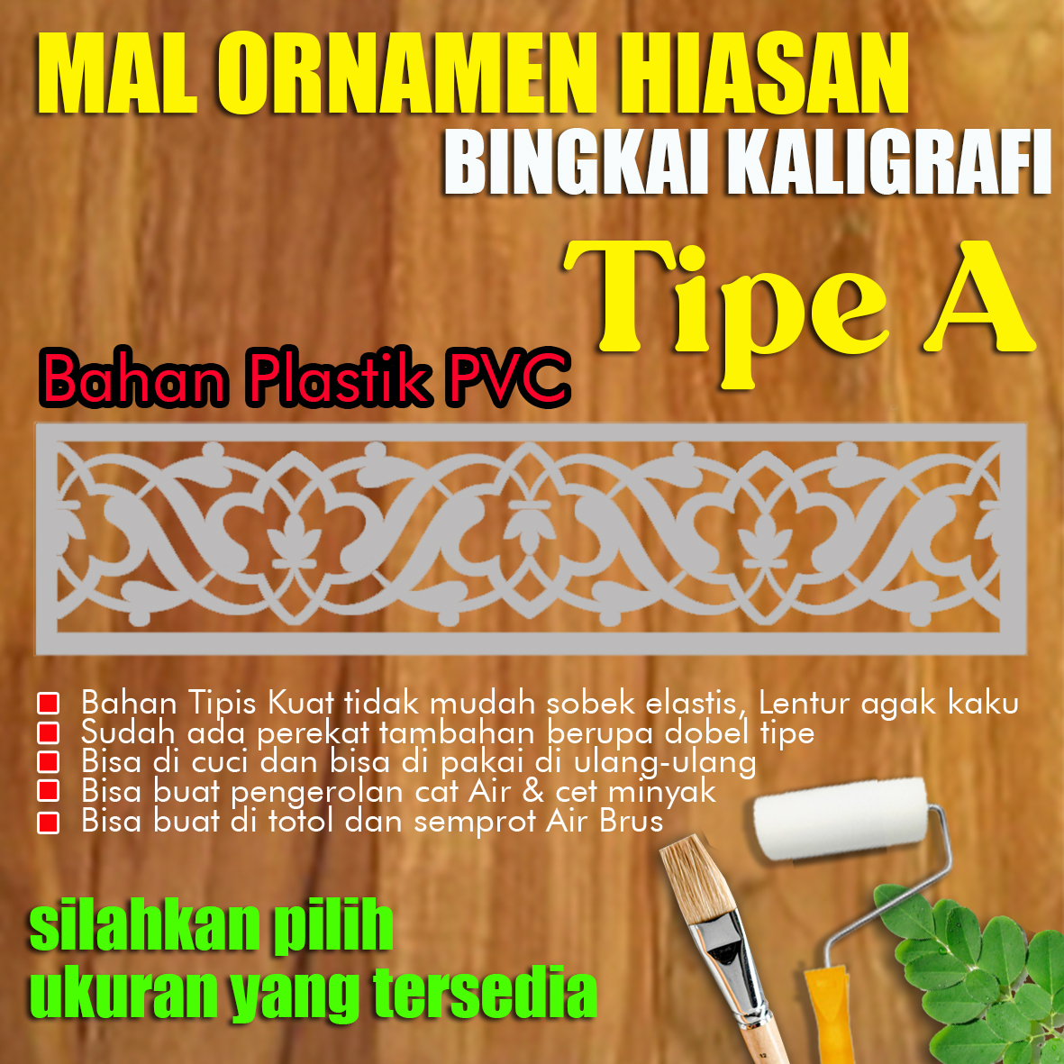 Mal cetakan atau stancil list ornamen tipe A