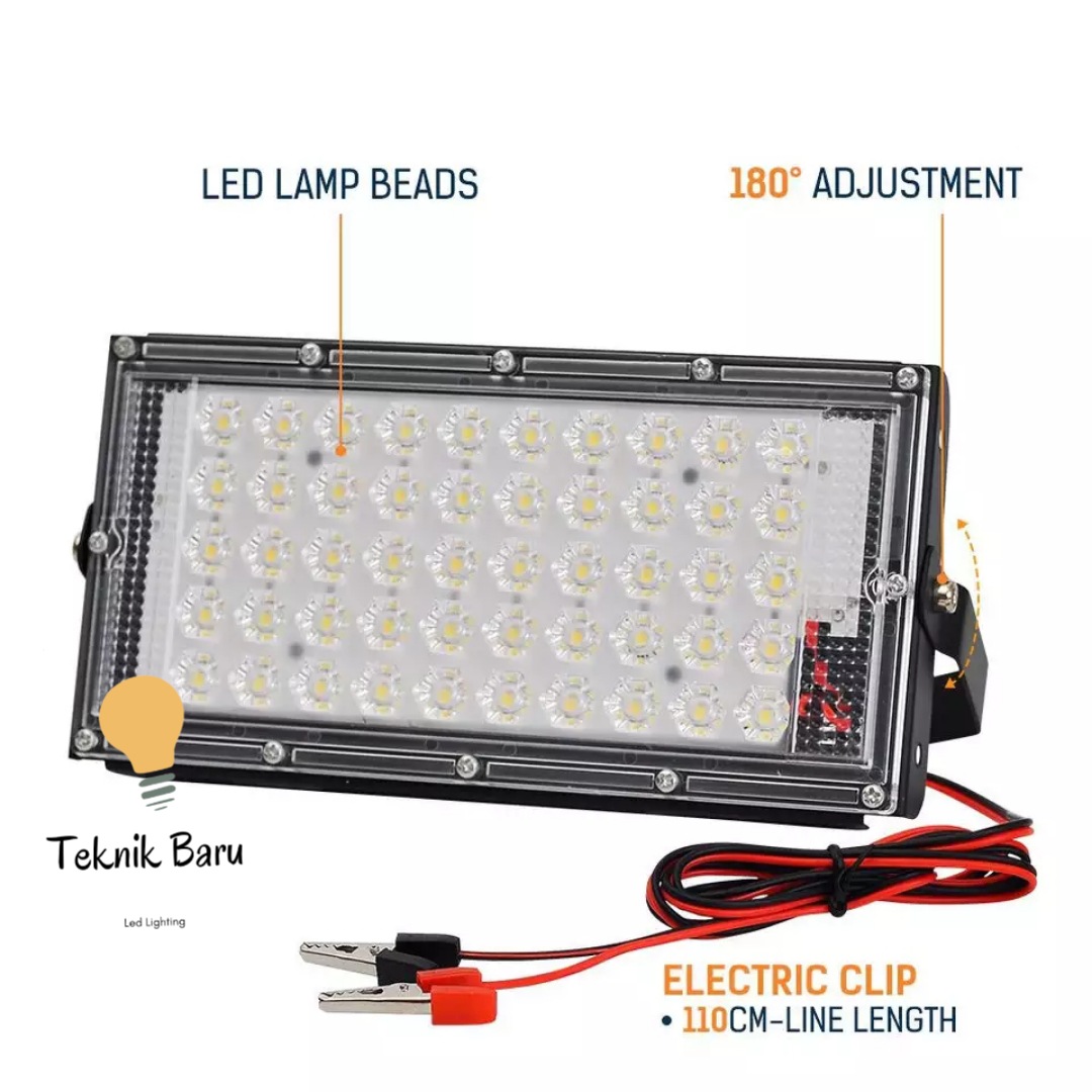 Lampu LED Sorot DC 12V 50W 50LED - Lampu Emergency Waterproof Mancing Camping Outdoor Bisa Pakai Aki