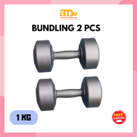 Barbel Dumbel Plastik 1Kg 2Pcs – Alat Fitness Rumah Olahraga Beban Tangan Silver Praktis untuk Latihan Otot & Body Training