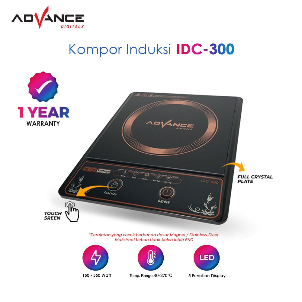 Kompor Listrik Induksi Advance IDC-300 Garansi Resmi 1 Tahun