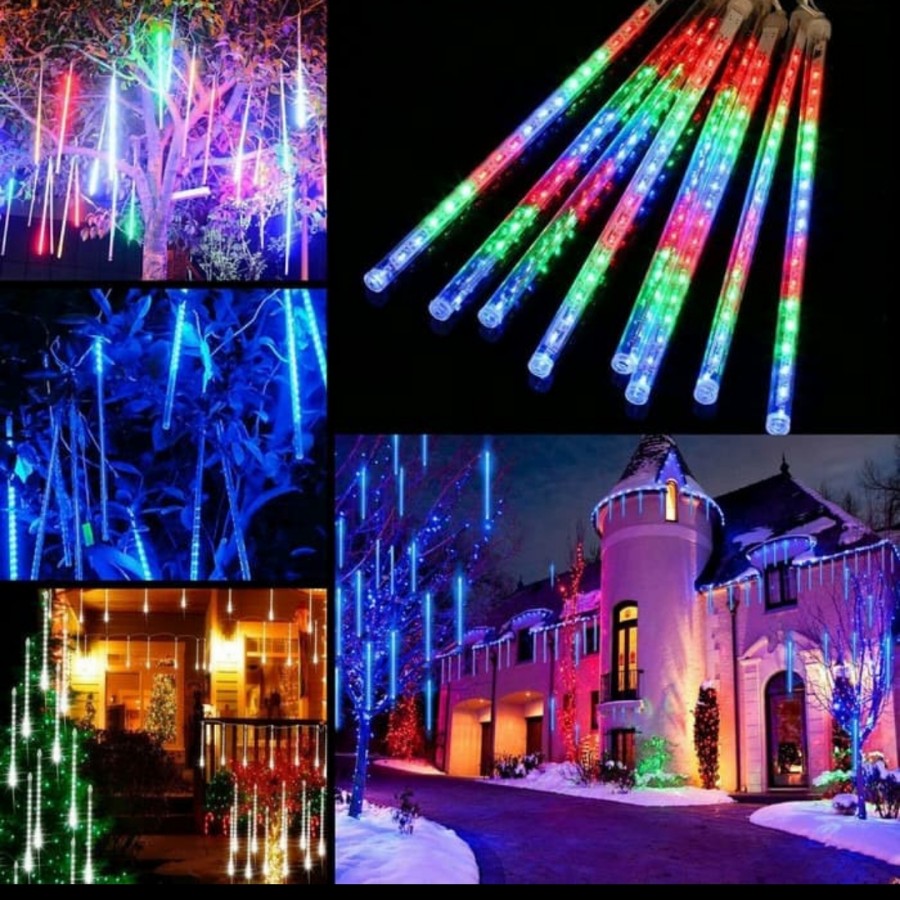 Lampu Meteor LED Hujan 50cm RGB 1set 10batang