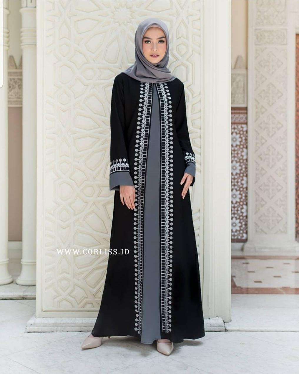 Baju Muslim Modern DUBAI ABAYA DRESS Bahan MOSSCRAPE MIX FULL BORDIR Gamis Wanita Murah Gamis Wanita Remaja Gamis Wanita Modern 2020 Kekinian