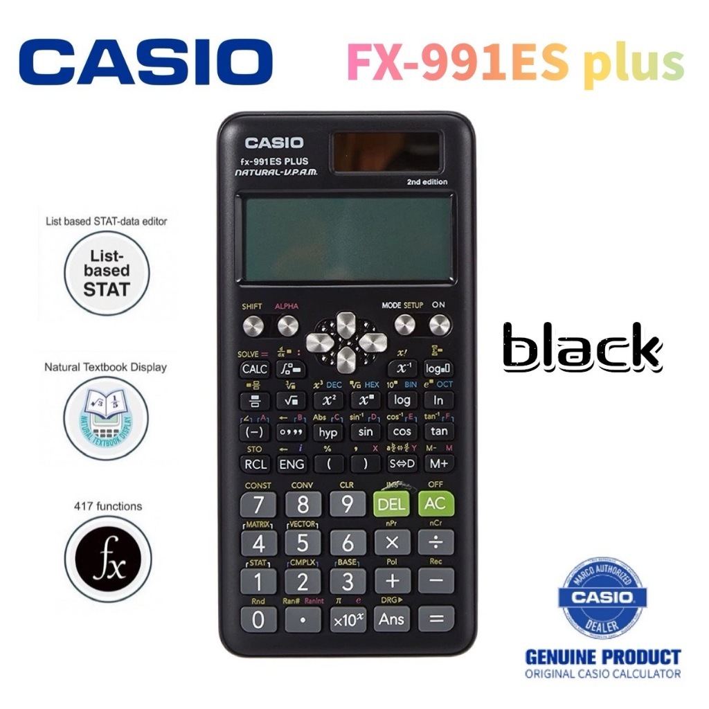 READY STOCK Kalkulator Ilmiah CASIO FX-991ES PLUS 2nd Edition 417 Fungsi Dual Power Solar & Baterai--