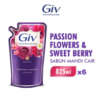 [Paket Isi 6] GIV Beauty Sabun Mandi Cair Passion Flowers & Sweet Berry Pouch 825ml