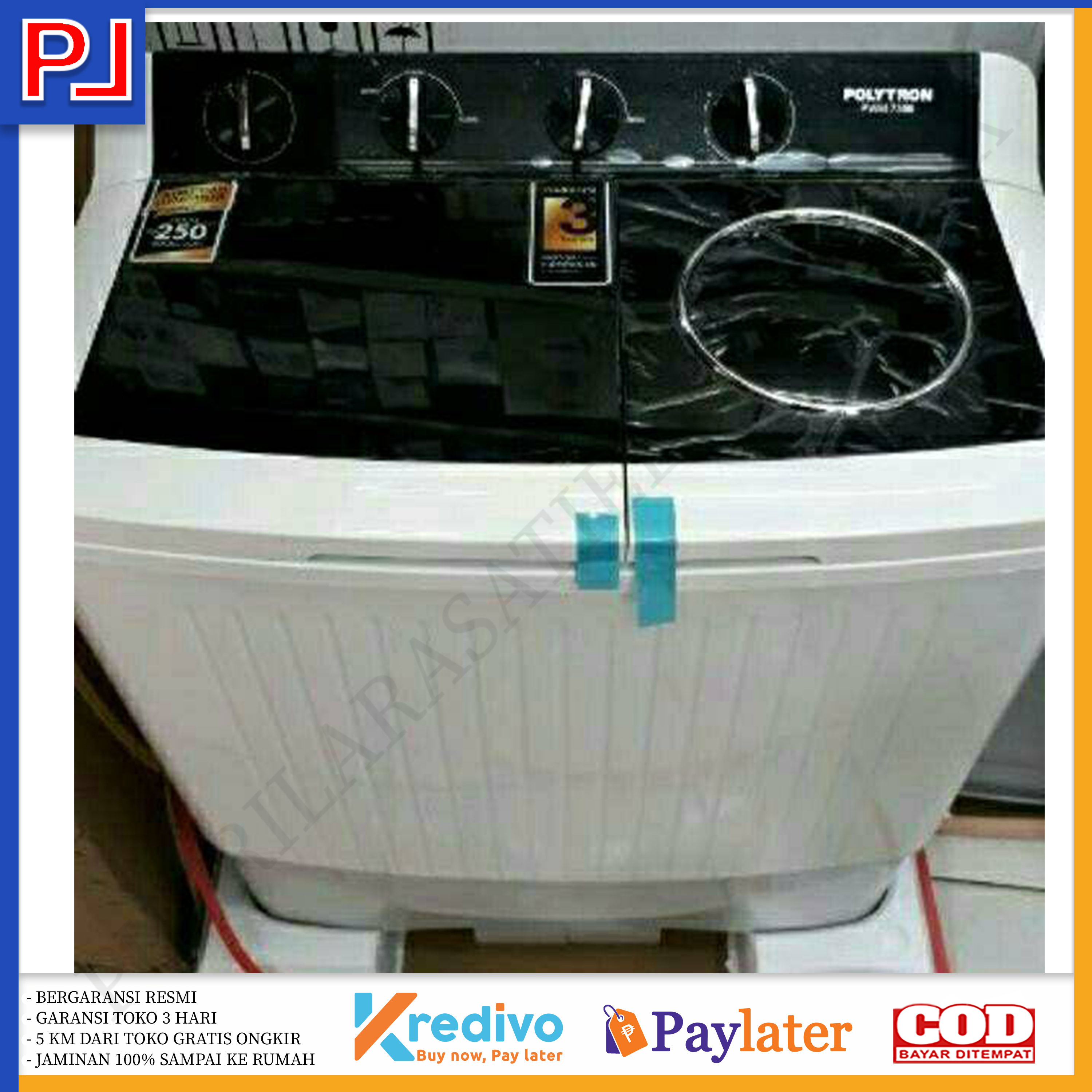 MESIN CUCI 2 TABUNG POLYTRON PWM 1358 Kapasitas Besar 10KG KHUSUS BANDUNG JAKARTA & JAWABARAT