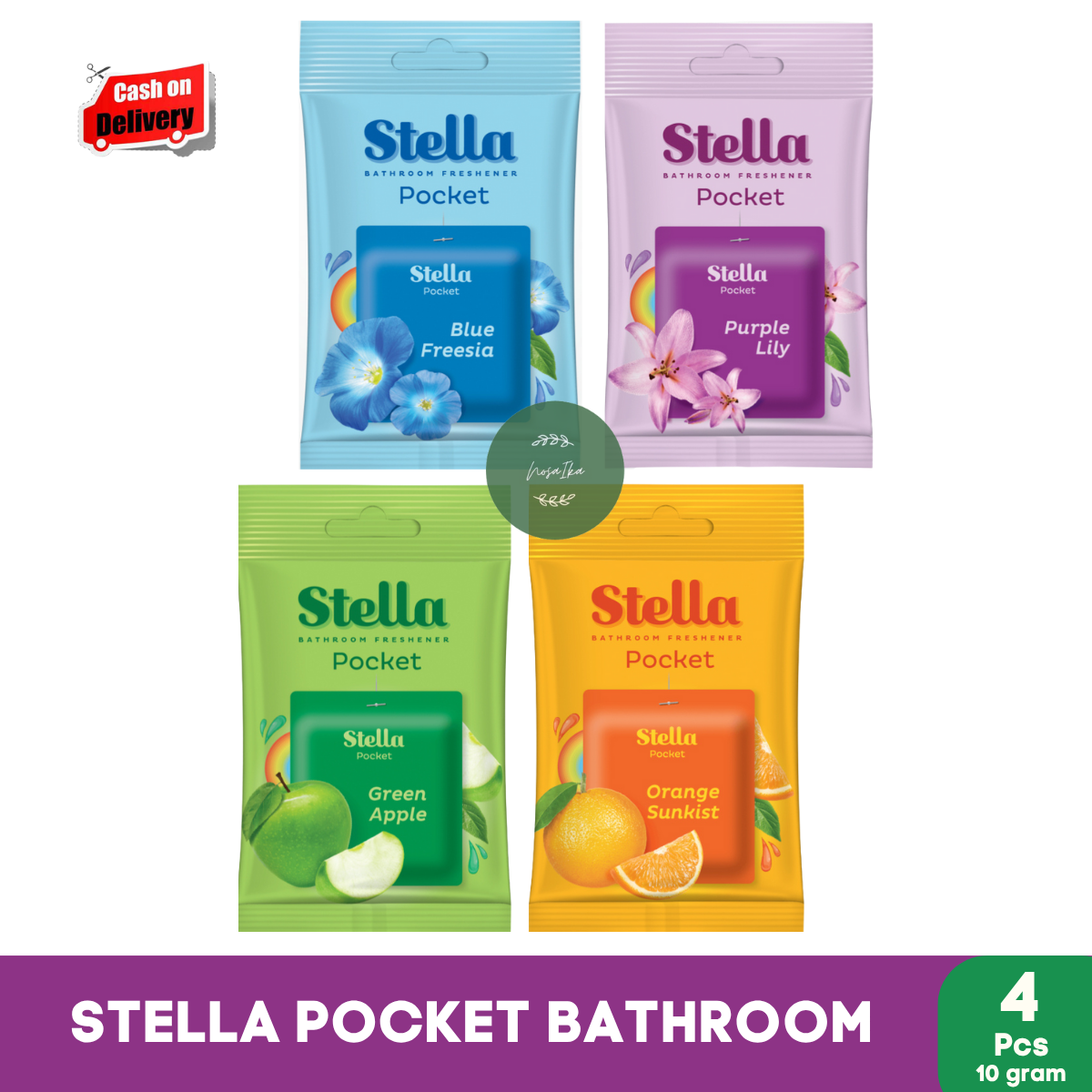 4 Pcs Stella Pocket Bathroom - Pengharum Toilet dan Kamar Mandi Tahan Sampai 30 Hari