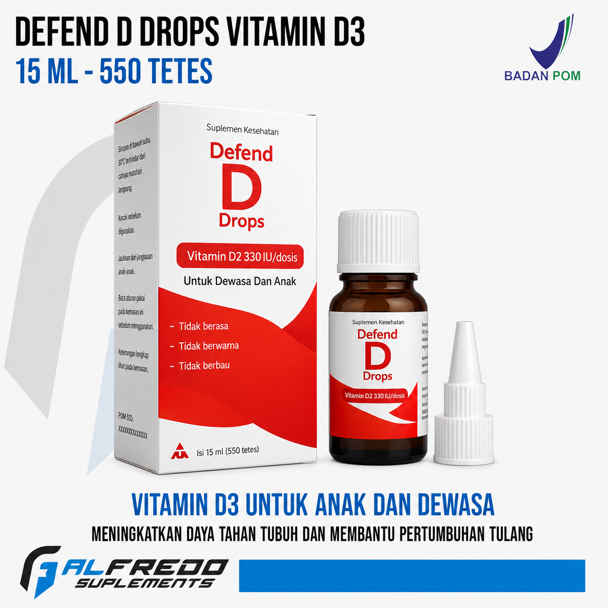 Defend D Drops Vitamin D3 330 IU / Tetes 15 ML Isi 550 Tetes