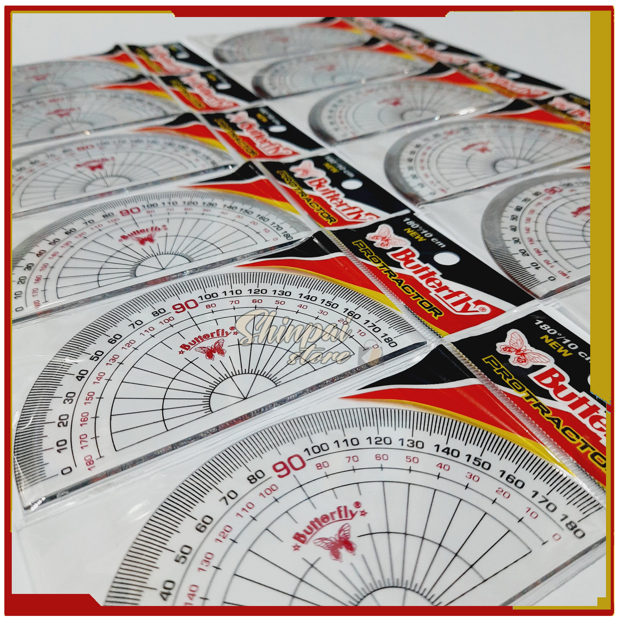 (6pcs) Penggaris Busur Derajat Butterfly 180/10 cm Protractor No.4