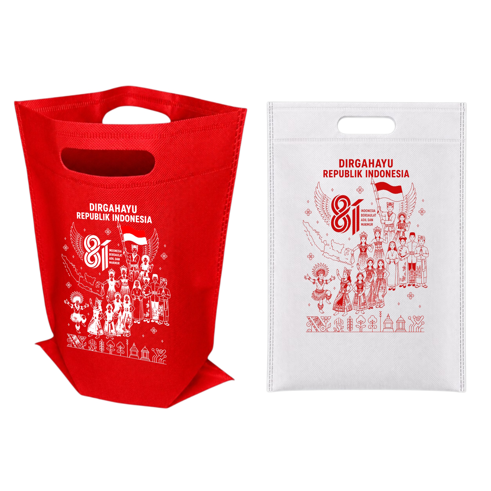 Tas Spunbond HUT RI 81 Merah Putih Dirgahayu Republik Indonesia Goodie Bag Ulang Tahun 17 Agustusan