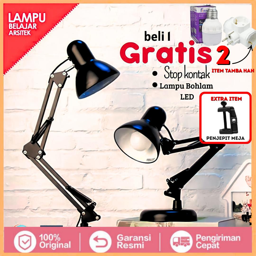 BELI 1 GRATIS 2 BNUS) Lampu Meja Belajar Arsitek Lampu Kerja Arsitek dan Ada Jepit nya (Cod) + GRATIS 1 STOP KONTAK T ARDE + LAMPU LED
