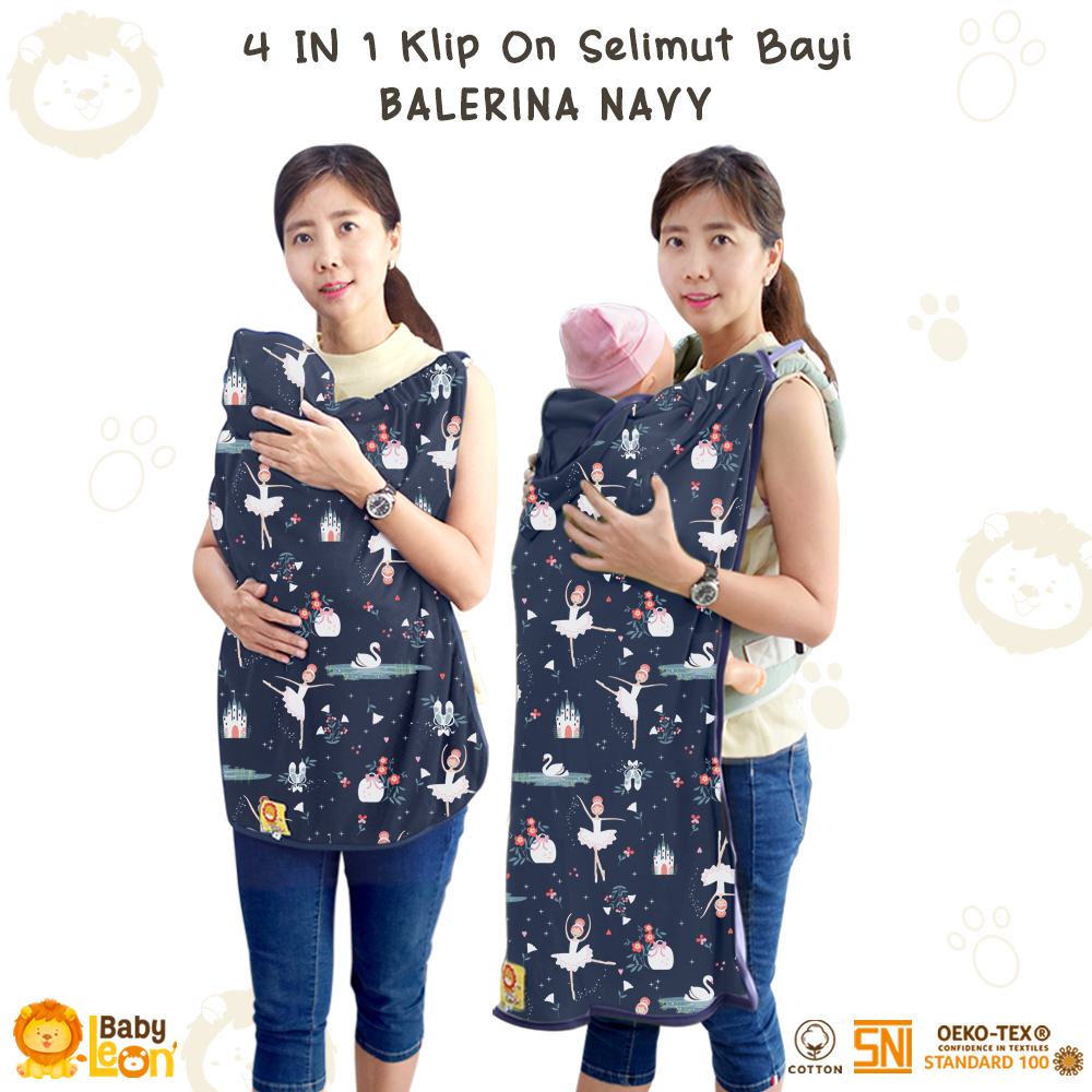 BS-336 Blanket On The Go 4in1 BABY LEON Selimut Bayi Hoodie Klip Selimut Tutup Stroller Cover Asi Selimut