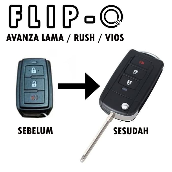 casing kunci flip key model lipat 3 tombol toyota avanza veloz