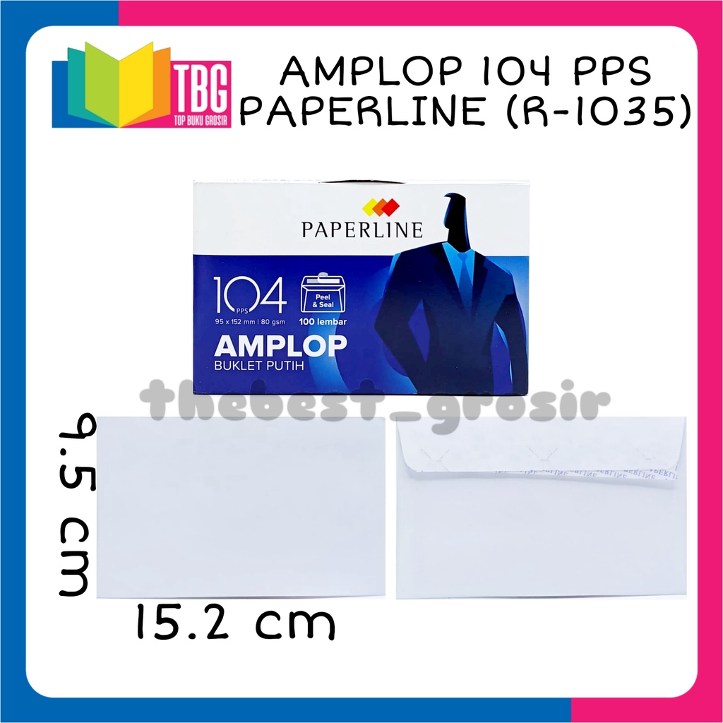 1 PACK (100 LEMBAR) AMPLOP PUTIH POLOS 104 PPS PAPERLINE / AMPLOP PUTIH TANGGUNG PAPERLINE (R-1035)