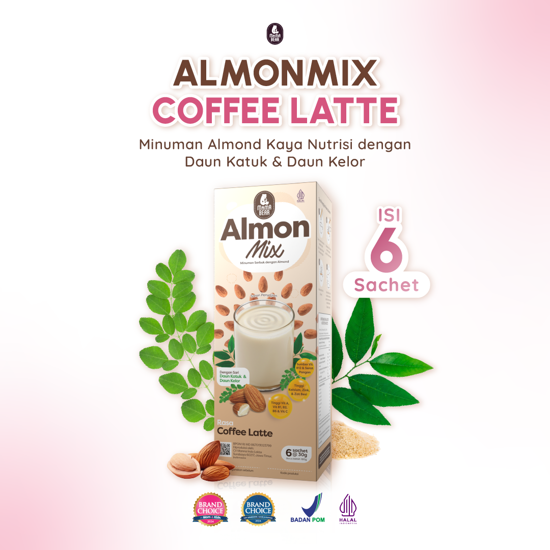 MamaBear AlmonMix Coffee Latte - Susu Almond Kaya Nutrisi - BPOM dan HALAL