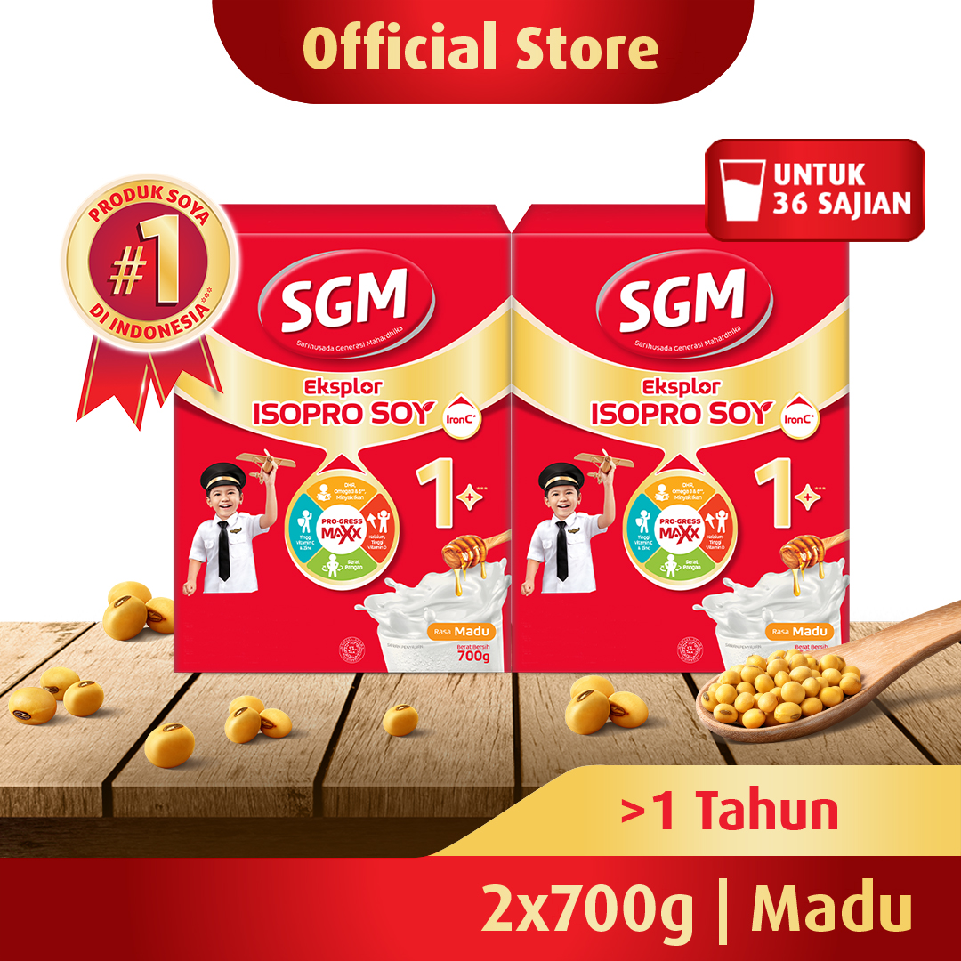 SGM Eksplor Isopro Soy 1+ Madu Susu Pertumbuhan 2x700gr - Untuk Usia >1 Tahun