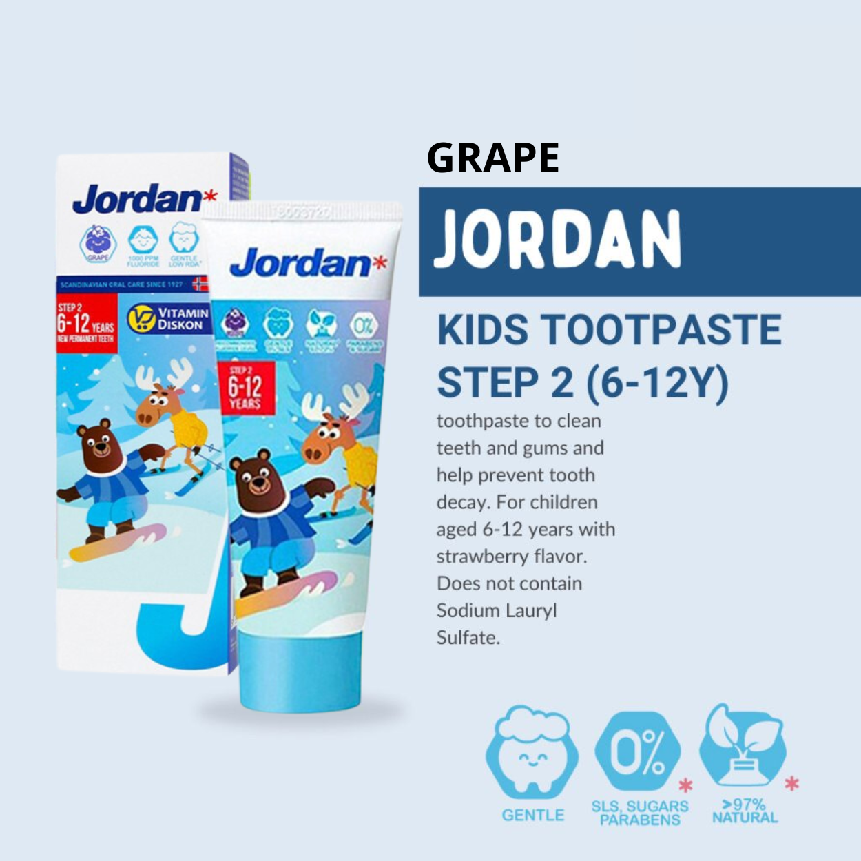 Jordan Toothpaste Step 1 step 2 - Pasta Gigi Anak 0-5th / 6-12th Jordan Terlaris 75gr