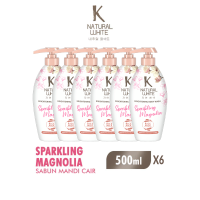 [Paket Isi 6] K NATURAL WHITE Sabun Mandi Cair Magnolia Botol 500ml