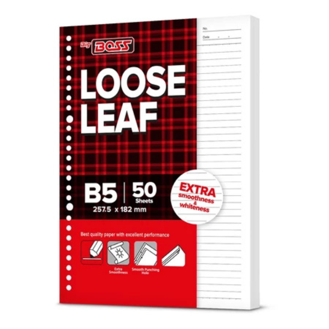 Loose Leaf Big Boss A5 B5 Isi 50 & 100 Lembar Isi Kertas File Binder Polos Bergaris Untuk Sekolah Kuliah Kantor ATK