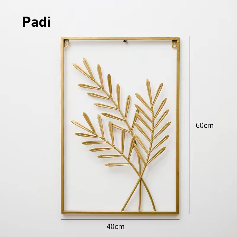 WallDecor Hiasan Dinding Frame Metal Gold / EMAS Daun Leaf Ginko Scandinavian/ WALL Decor Nordic /Ornaments / Pajangan Besi / Tropical/ Pajangan Dinding