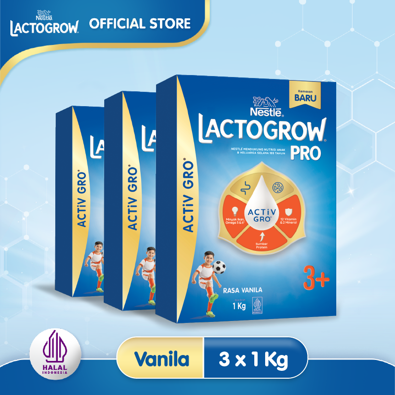 [Paket isi 3] Lactogrow PRO 3+ Vanila 1kg