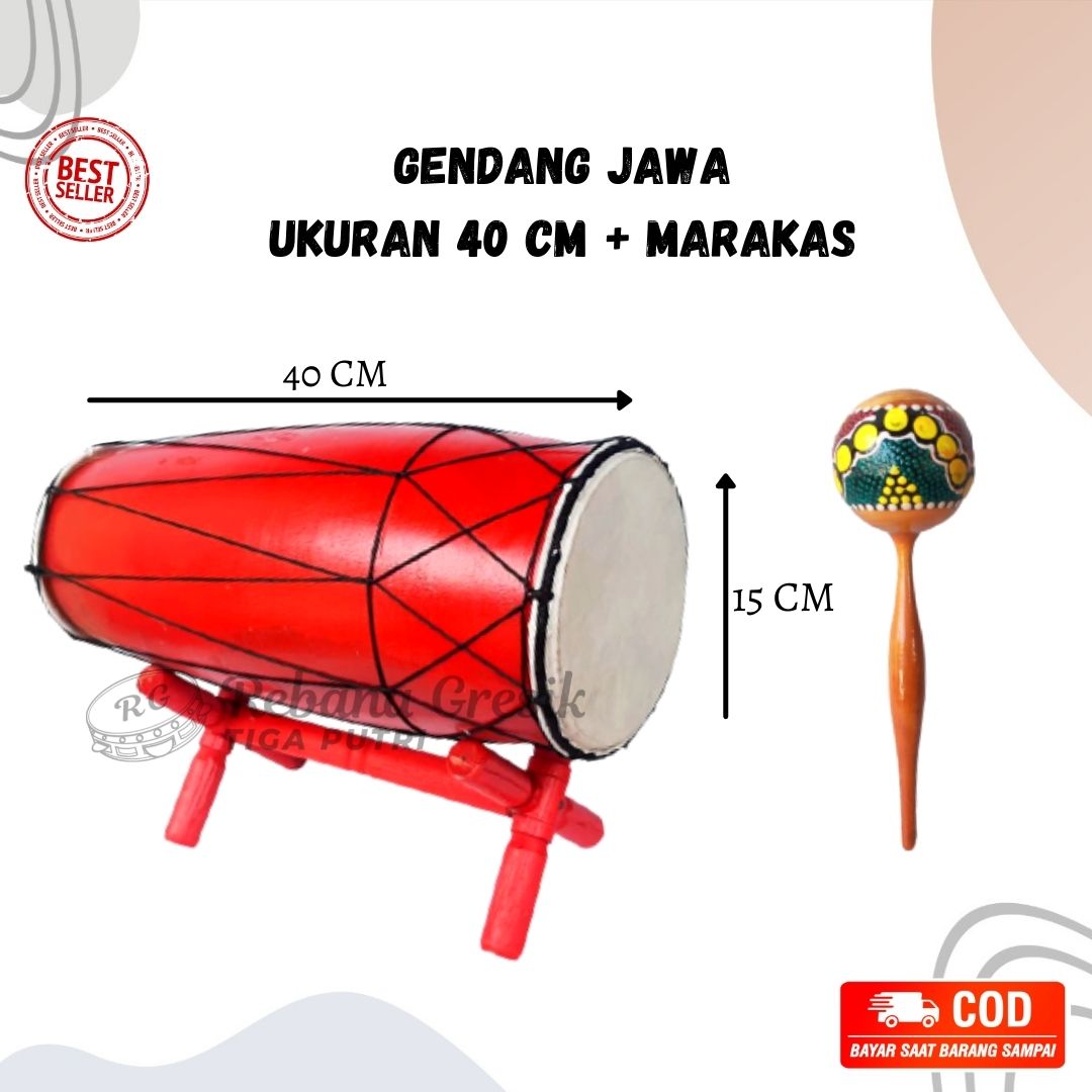 Alat Musik Tradisional ukuran 40 cm/ Kendang Mini Bahan Kayu