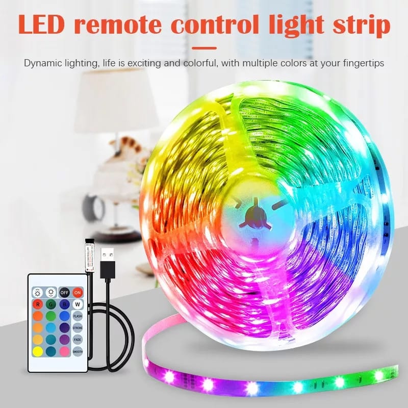 LAMPU LED STRIP REMOTAN 5050 2835 RGB FULL COLOUR / LED STRIP REMOT + ADAPTOR 5M 10M FULL COLOUR