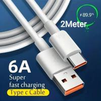(GARANSI ORIGINAL) Kabel Data Type C 2 Meter USB Type C Multifungsi Fast Charging 6A - TC2 - White