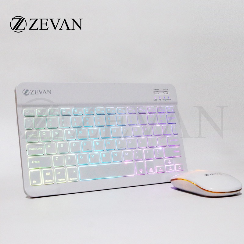 ZEVAN Keyboard Mouse Combo Set Wireless 10 inch For Laptop PC Tablet Mobile Phone LED Touchpad