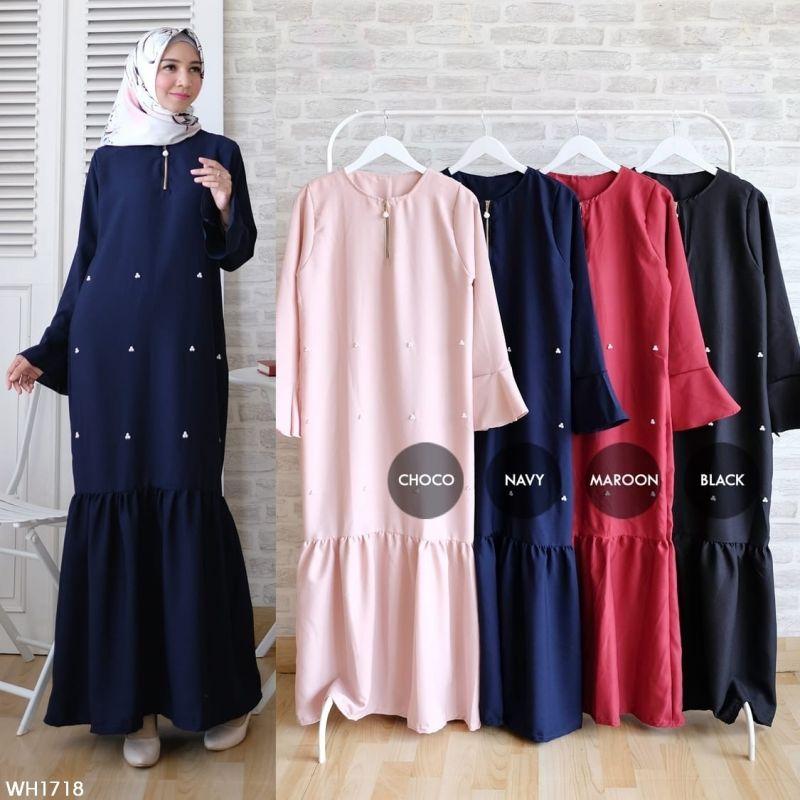 Baju Muslim Modern Gamis MERMAID DRESS RESLETING DEPAN MoscrepeTerusan Wanita Trendy Modern Baju Panjang Polos Muslim Gaun Kerja Dress Pesta Murah Terbaru Maxi Muslimah Termurah Pakaian Modis Baju Panjang Simple Casual Elegant 2019