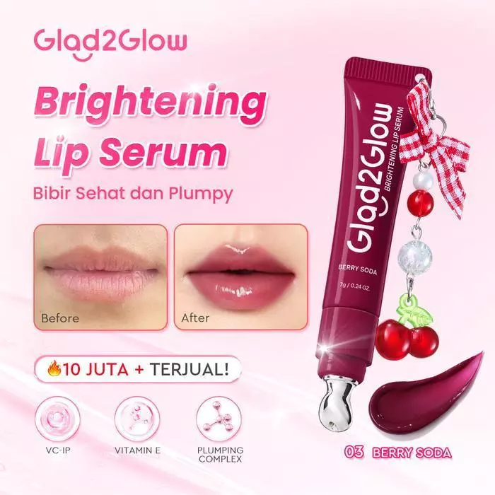 Glad2Glow lip serum Brightening Lip Serum 7g - Mencerahkan Melembabkan dan Beri Warna
