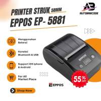 Printer Kasir 58MM Eppos EP-5881 Portable Bluetooth Thermal Struk Portabel Cafe EP 5881 EP5881 Rpp02