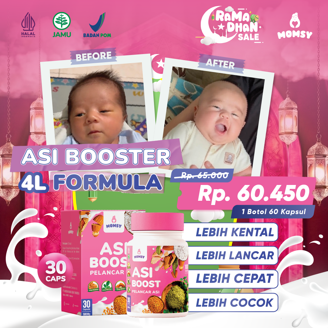 ASI Booster MOMSY 30 Kapsul BPOM HALAL Natural Almond Kelor Ikan Gabus Fenugreek Ibu Menyusui