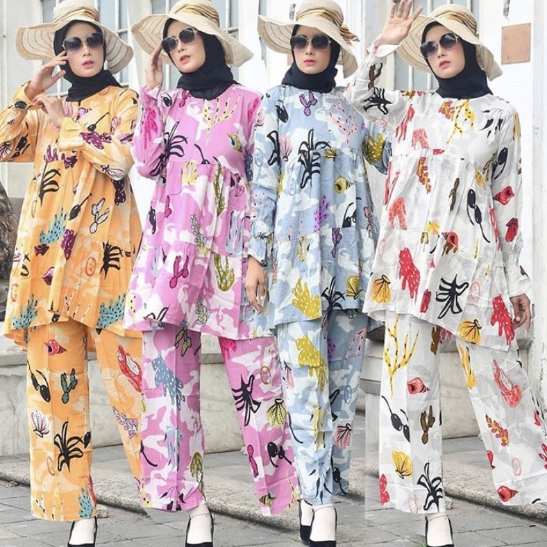 One Set Tunik Rayon Kaktus Pajamas / Daily Set one set tunik rayon kaktus pajamas / daily set
