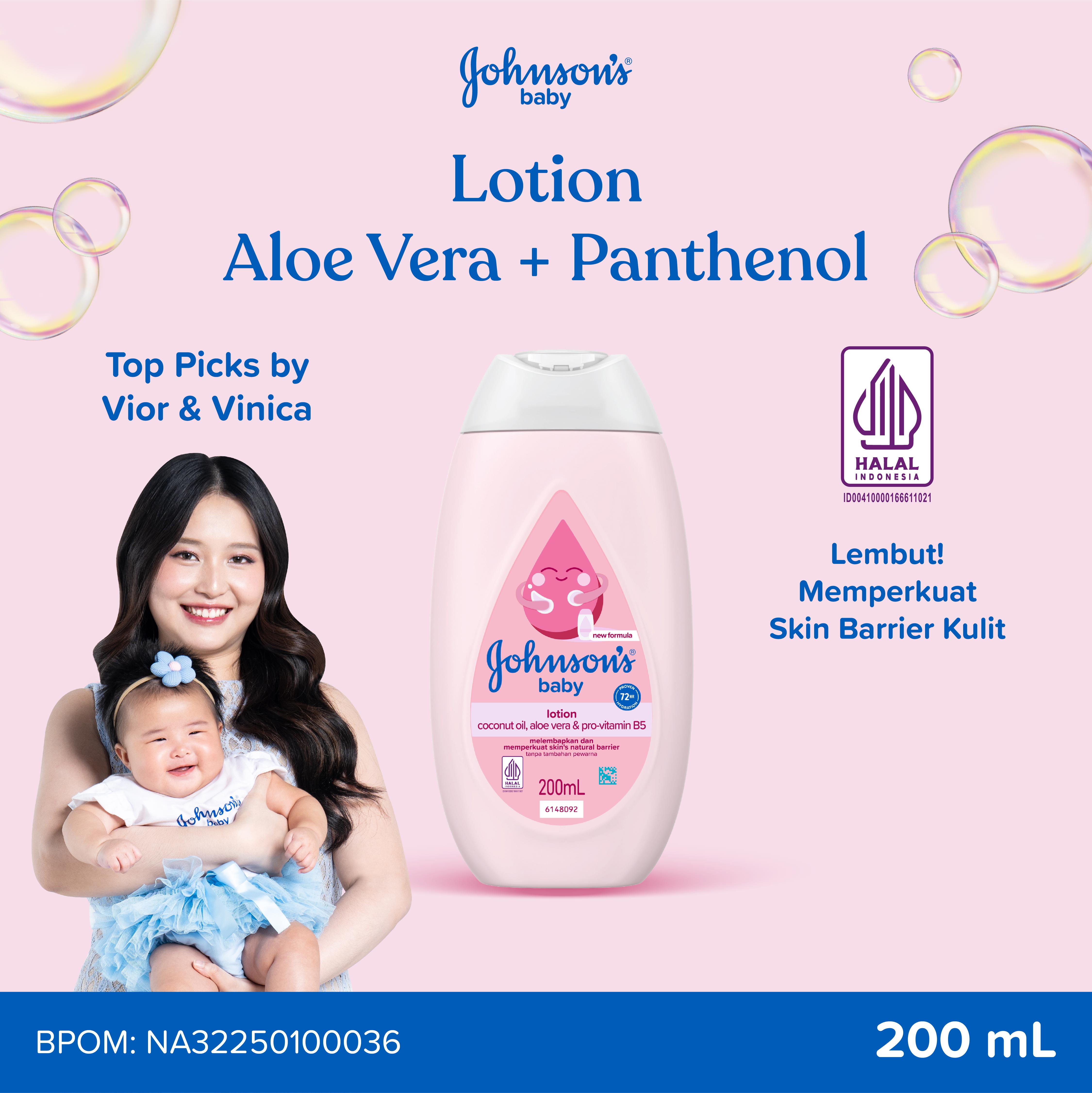JOHNSONS BABY Lotion Aloe Vera & Panthenol 200ml - Losion bayi lembut memperkuat skins natural barrier kulit melembapkan hingga 72 jam