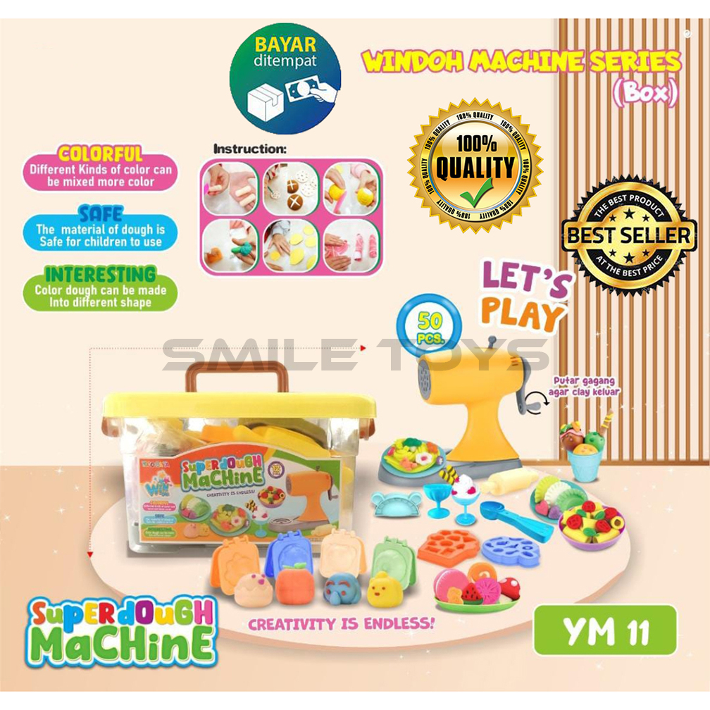 Mainan Cetakan DIY Mesin Giling Mie Kue Es Cream Free Box Kontainer Clay Lilin Plastisin Fun Dough