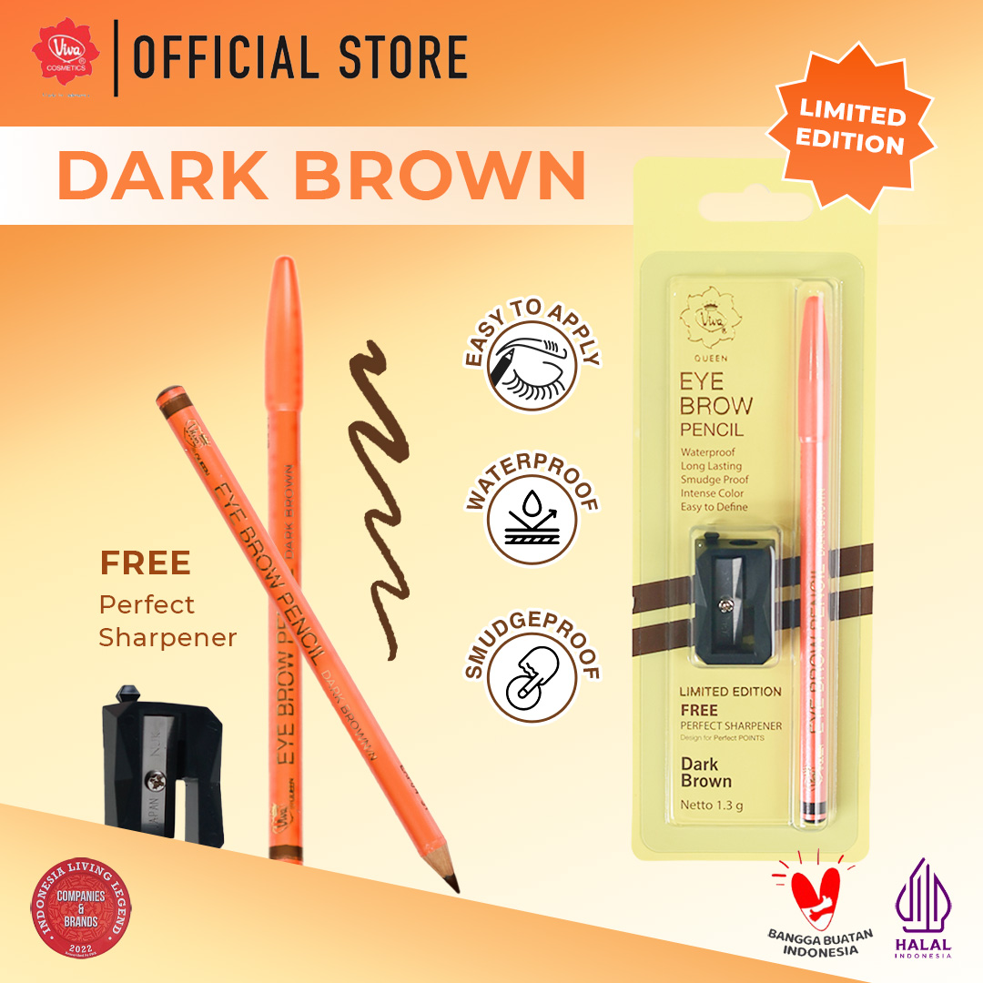 Viva Queen Eye Brow Pencil (WATERPROOF & SMUDGEPROOF) - tersedia 3 varian warna