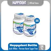 Happydent Acti White Sugar Free Bottle 56g - Permen Karet Mint Bebas Gula (2 Bottles)