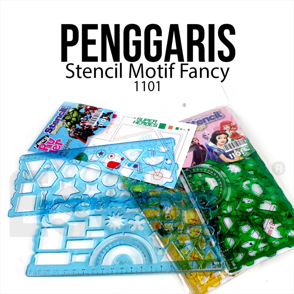 1set isi 2 Penggaris Motif Bentuk Stencil 1101 / Penggaris Design