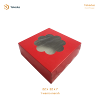 Kardus Box Packing Kue Bunga Merah 22x22x7 Laminasi (5 PCS) - Tokodus BuahBatu