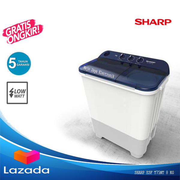 Mesin Cuci 2 Tabung Sharp ESF T75NT 8 KG Low Watt Cuci dan Kering