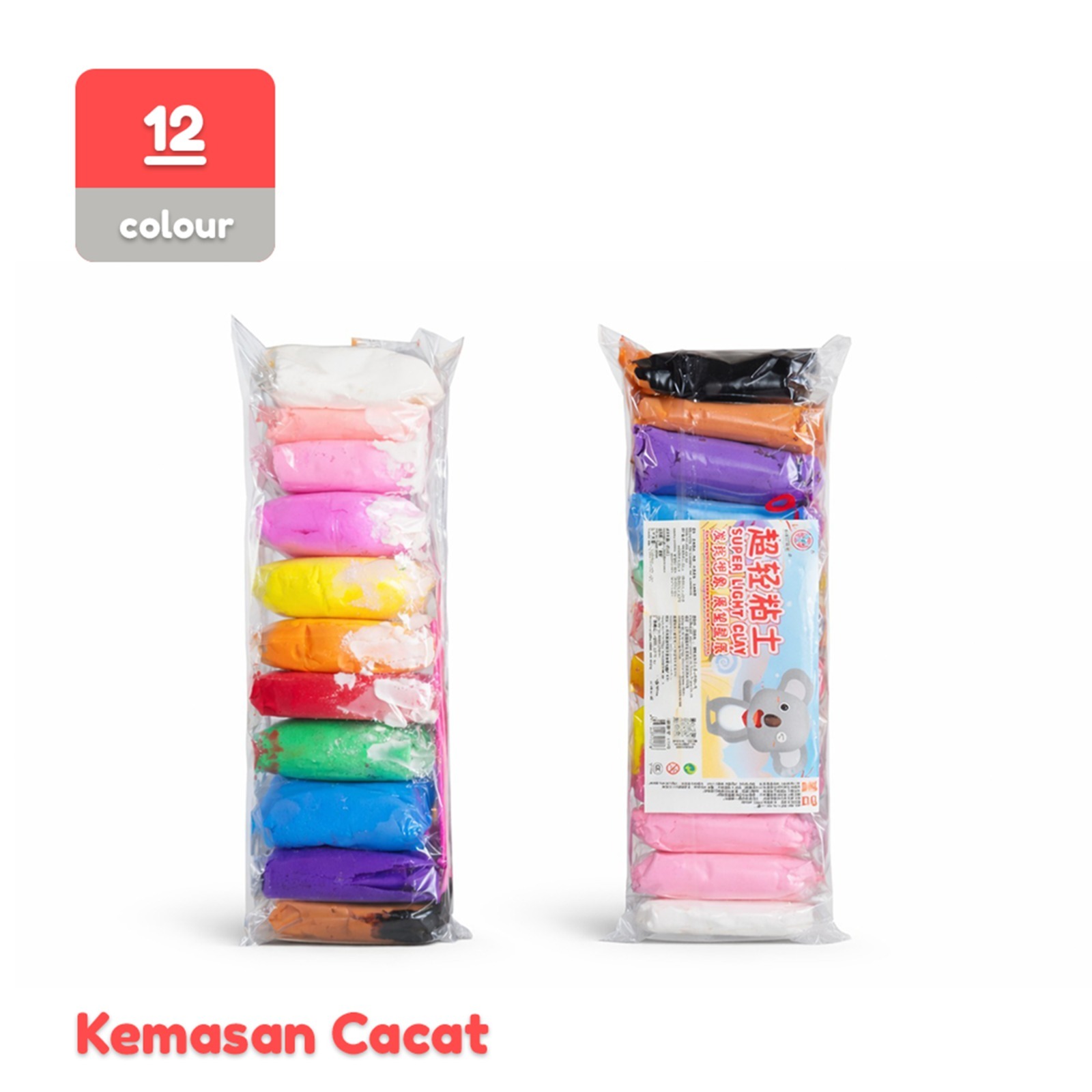 Indo 1866 - (Kemasan Cacat) Set Clay Mainan Anak / Magic Clay Polymer Isi 12 Warna