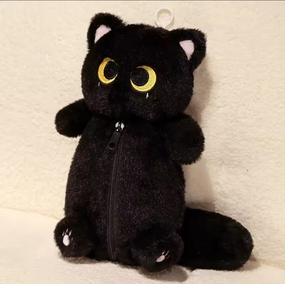 TEMPAT PENSIL BONEKA KUCING LUCU BULU PLUSH / PENCIL CASE CUTE CAT PLUSH / KOTAK PENSIL CAT
