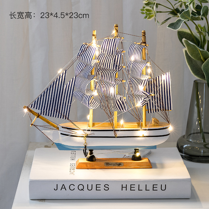 Eyre Model perahu layar kayu kerajinan ruang tamu kantor kerajinan Mediterania angin Mediterania ornamen kreatif dekoratif Wooden sailing model decorative creative ornaments
