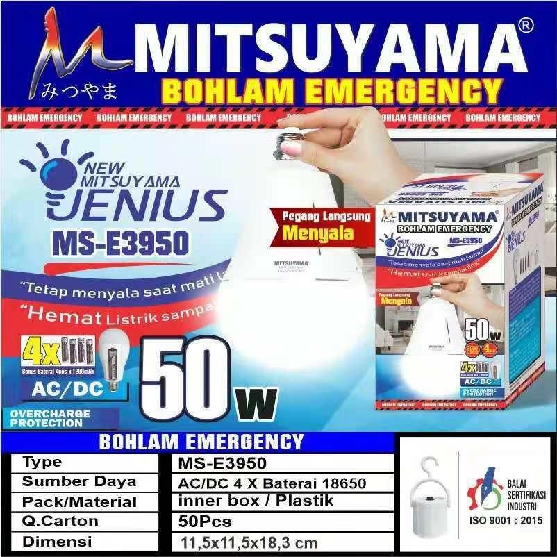 Lampu Bohlam Jenius 50 Watt LED Otomatis Mitsuyama Emergency MS-E3950
