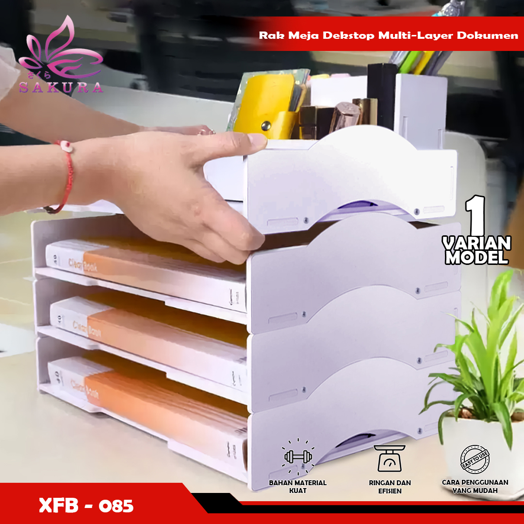 Rak File Kotak Penyimpanan Desktop Bingkai File Rak Buku Perlengkapan Kantor Rak Penyimpanan - SOSOYO