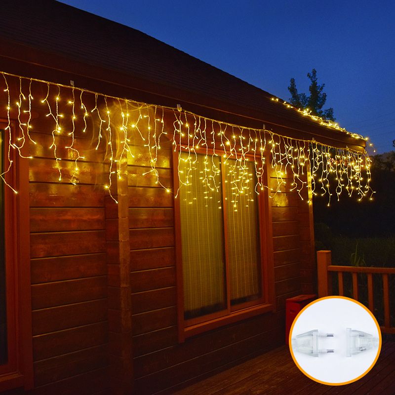 Lampu LED Hiasan Idul Fitri / Lampu Tirai 4 Meter Bulan Bintang Kelap-kelip / Lampu Hias Kamar LED
