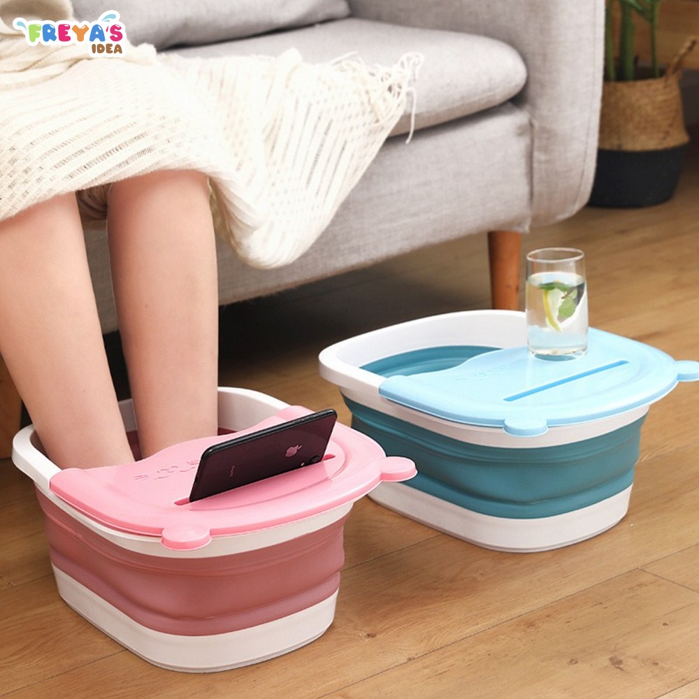 FR-C538 Ember Lipat Baskom Plastik Motif Beruang Portable Multifungsi Ember Cuci Kaki Spa Pedicure