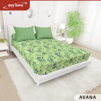 MY LOVE Sprei Queen Fitted Ukuran 160x200 Motif Premium Elegan Halus Tebal Adem Katun nya Paling Banyak