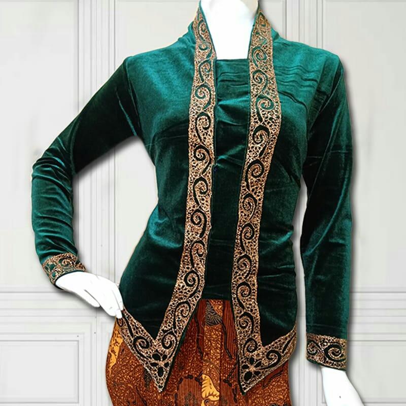 ATASAN kebaya modern kutubaru bludru hijau (atasan) kebaya kutu bludru modern