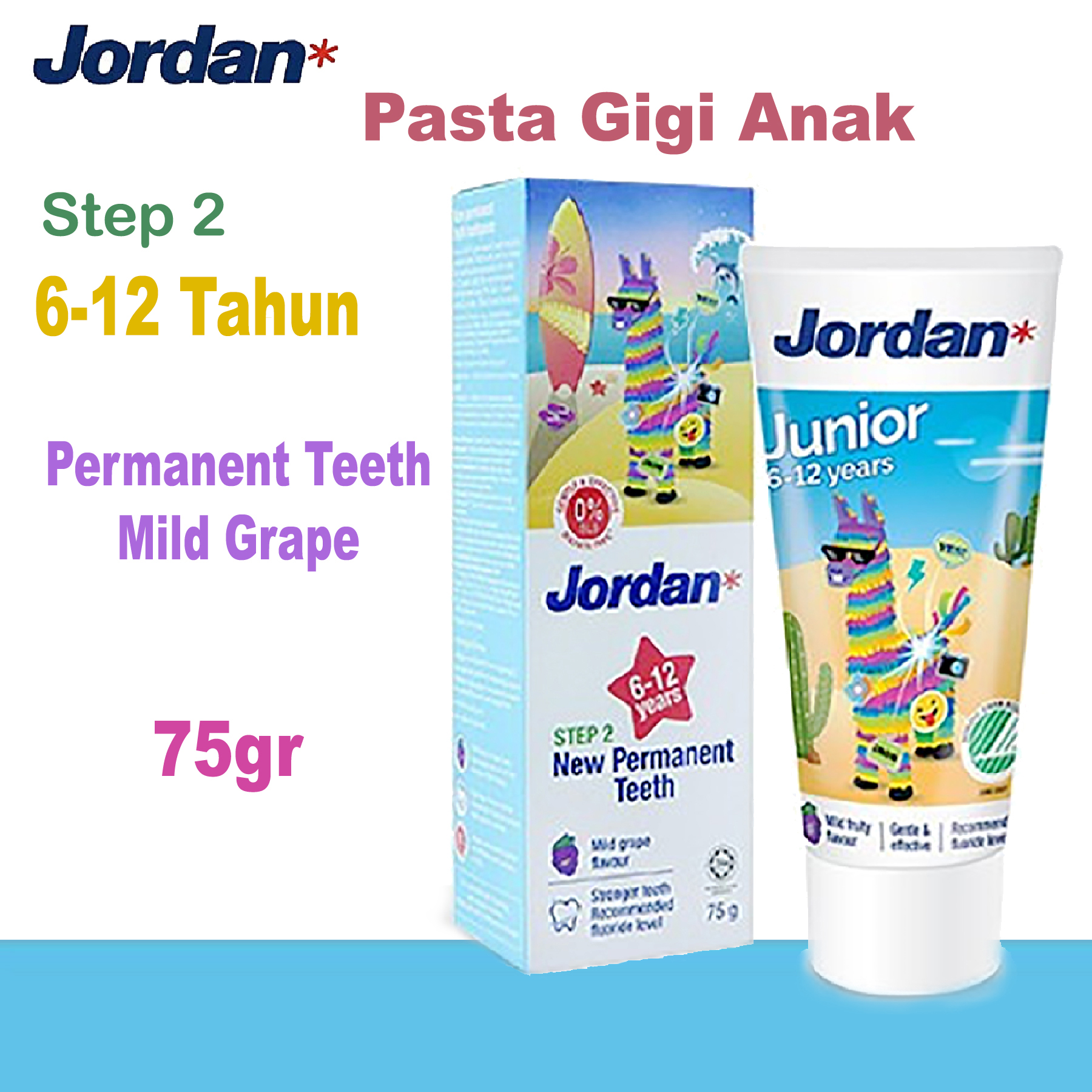 Jordan Oral Care Kids Toothpaste New Permanent Teeth 6-12 Tahun 75gr - Pasta Gigi Anak Anak